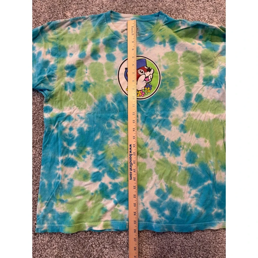 Buc-ee's T-Shirt Mens XL Blue Green Tie Dye Leid Back Flamingo Graphic Tee